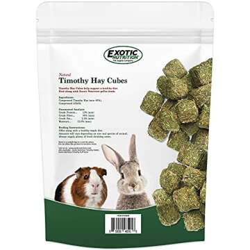 Timothy Hay Cubes 1 lb - 100% All Natural, High Fiber, Sun Cured Timothy Grass Food & Treat - Rabbits, Guinea Pigs, Chinchillas, Degus, Prairie Dogs, Tortoises, Hamsters, Gerbils, Rats & Small Pets