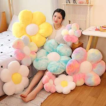 lannery Flower Plush Throw Pillows, Flower Floor Pillow Seating Cushion Toy for Reading, Room, Watch...