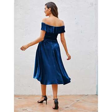 Elegant Velvet Off Shoulder Dress for Weddings and Parties