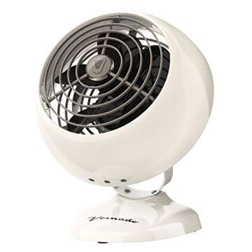 Vornado VFAN Sr. Pedestal and VFAN Mini Classic Personal Vintage Air Circulator Fans, Vintage White