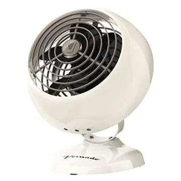 Vornado VFAN Sr. Pedestal and VFAN Mini Classic Personal Vintage Air Circulator Fans, Vintage White