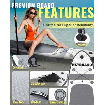 Durable HEYBOARD Inflatable Paddle Board with Accessories