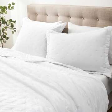 Hansleep White Quilt Queen Size - Pick Stitch Ultrasonic All Season Bedspread Queen, Soft Lightweigh...