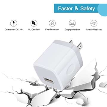 Wall Charger Adapter USB Charging Block, 5Pack Single Port USB Plug in Charger Cube Box Power Blocks...