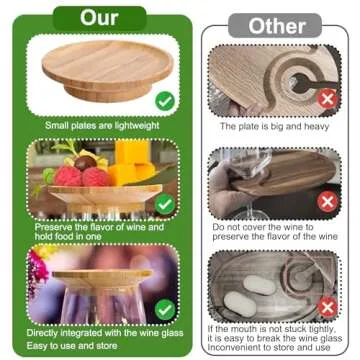 Palksky Wine Glass Charcuterie Topper Set - 4 Bamboo Coasters