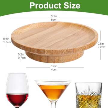 Palksky Wine Glass Charcuterie Topper Set - 4 Bamboo Coasters