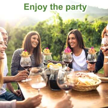 Palksky Wine Glass Charcuterie Topper Set - 4 Bamboo Coasters