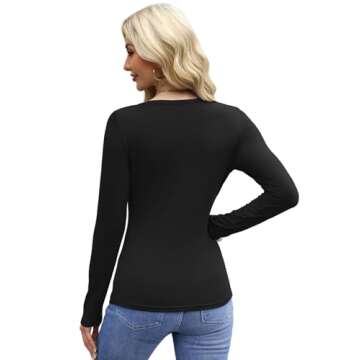 WIHOLL Womens Long Sleeve Shirts Basic Casual Dressy 2024 Fashion Trendy Clothing Outfits Tunic Tops Black 2XL