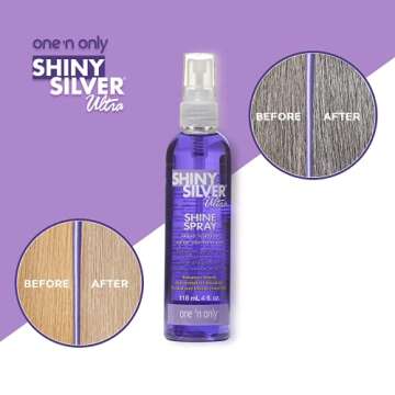 One 'n Only Shiny Silver Ultra Shine Spray, Restores Shiny Brightness to White, Grey, Bleached, Frosted, or Blonde-Tinted Hair, Instantly Revitalizes Dry Hair, Prevents Color Fading, 4 Fl. Oz