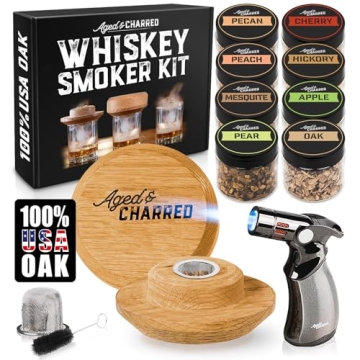Whiskey Smoker Kit with Torch & 8 Flavors Wood Chips - Old Fashioned Smoker Kit - Bourbon Gifts for ...