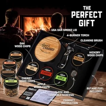 Whiskey Smoker Kit with Torch and 8 Wood Chips