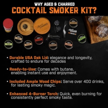 Whiskey Smoker Kit with Torch and 8 Wood Chips