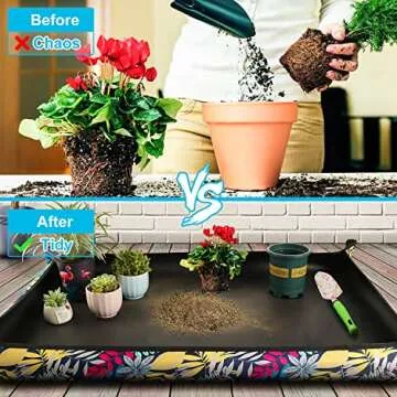 Extra Large Repotting Mat for Indoor Plant Transplanting and Mess Control 43.5"x 29.5" Thick Waterpr...