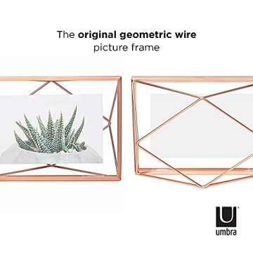 Umbra Prisma Picture Frame, 4x6 Metal Photo Display for Desk or Wall, 4" x 6", Copper