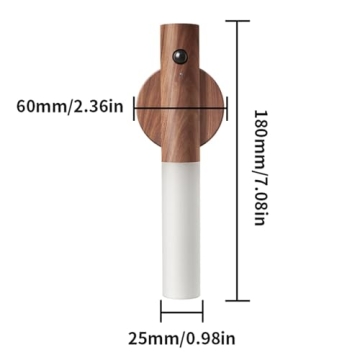 LANDGOO Wooden Motion Sensor Night Lights Magnet Body Sensor Hallway Night Lights Rechargeable Led Light Portable Stairway Night Lights Wall Sconce Battery Powered Cabinet Lights (Walnut Wood 1PC)