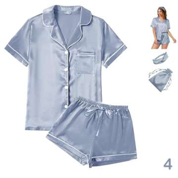 4Pcs Womens Satin Silky Pajama Set - Complete Comfort