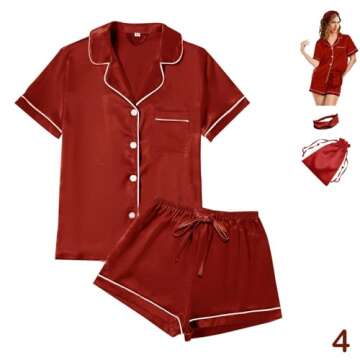 4Pcs Womens Satin Silky Pajama Set - Complete Comfort
