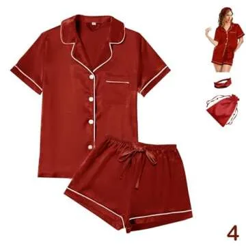 4Pcs Womens Satin Silky Pajama Set - Complete Comfort