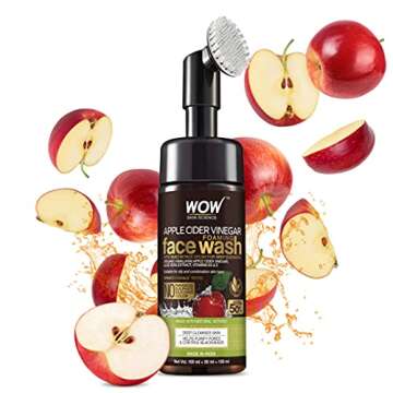 WOW Skin Science Apple Cider Vinegar Foam Exfoliating Face Wash & Brush - 3.4 Fl Oz, Unisex, Plant-P...
