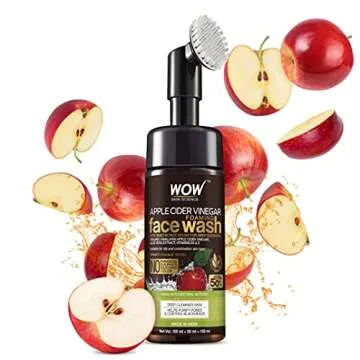 WOW Skin Science Apple Cider Vinegar Foam Exfoliating Face Wash & Brush - 3.4 Fl Oz, Unisex, Plant-P...