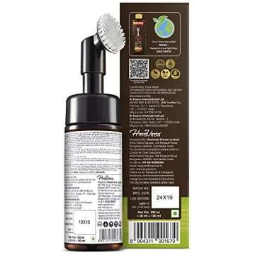 WOW Skin Science Apple Cider Vinegar Foam Exfoliating Face Wash & Brush - 3.4 Fl Oz, Unisex, Plant-Powered Ingredients, ACV Face Cleanser for Sensitive Skin