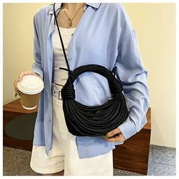 Stylish Knotted Woven Tote Handbag for Women