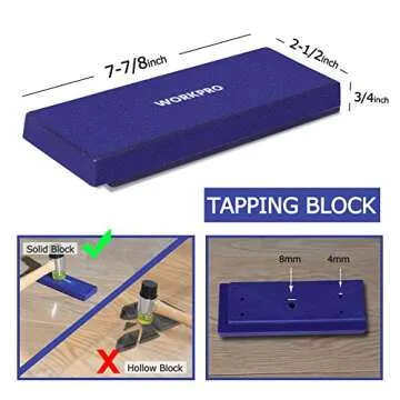 WORKPRO Laminate Wood Flooring Installation Kit with Reinforced Double-Faced Mallet, Heavy Duty Pull Bar, Tapping Block and 30-Piece Spacers Included,Multicolor