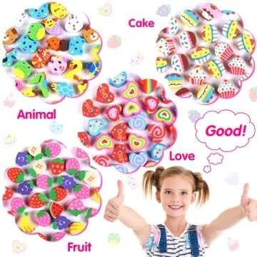 JUNEBRUSHS 150 Pieces Mini Erasers for Kids Bulk, Novelty Animal Erasers,Pencil Erasers Assortment, Cute Small Erasers for Students Homework School Classroom Rewards Prizes Party Favors
