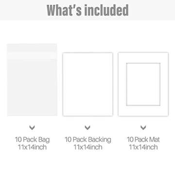 Golden State Art, White Pre-Cut 11x14 Picture Mat for 8.5x11 Photo, with Acid Free White Core Matte ...
