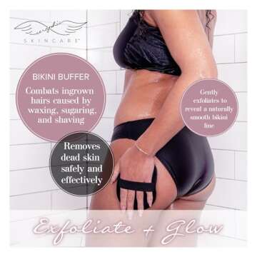 Seraphic Skincare Bikini Buffer – 100% Vegan Viscose Scrub Mitt For Women – Gently Exfoliates De...