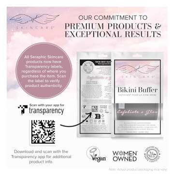 Seraphic Skincare Bikini Buffer – 100% Vegan Viscose Scrub Mitt For Women – Gently Exfoliates Dead Skin – Ingrown Hair & Razor Bumps Treatment on Bikini Area – Natural & Effective Exfoliation