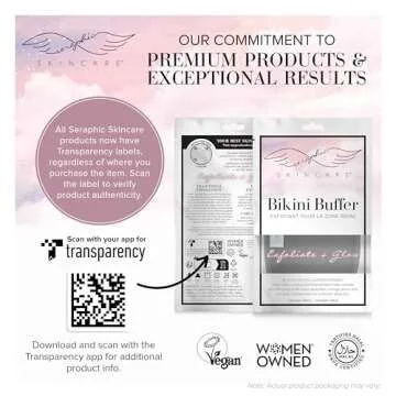 Seraphic Skincare Bikini Buffer – 100% Vegan Viscose Scrub Mitt For Women – Gently Exfoliates Dead Skin – Ingrown Hair & Razor Bumps Treatment on Bikini Area – Natural & Effective Exfoliation