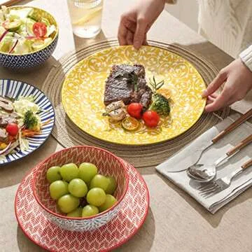 Selamica 12-Piece Ceramic Dinnerware Set for Home Use