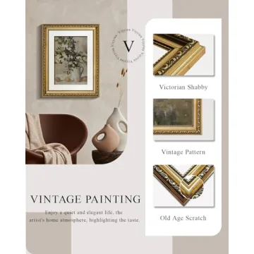 Vintage Botanical Gold Framed Wall Art for Home Elegance