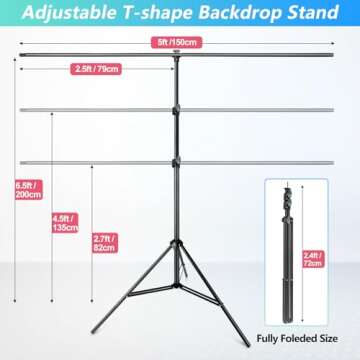 JEBUTU Green Screen Backdrop Kit with Stand, Green Screen Backdrop with Stand Kit,5X6.5ft Portable Green Screen Stand kit, GreenScreen Background with Stand Carrying Bag Clamp for Streaming Video Zoom