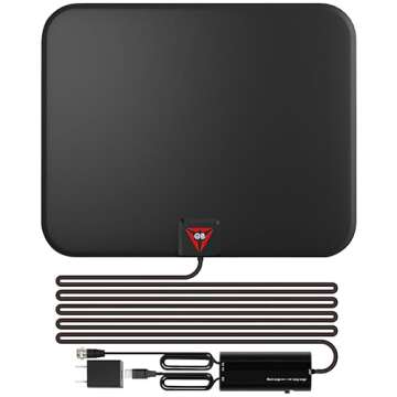 Gesobyte Amplified 250 Mile Range HD Digital Antenna - Supports 4K TVs, 1080p, Fire tv Stick - Indoo...