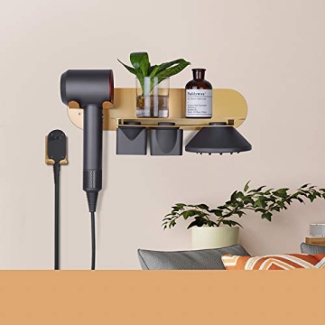 Stylish FLE Gold Hair Dryer Holder with Shelf