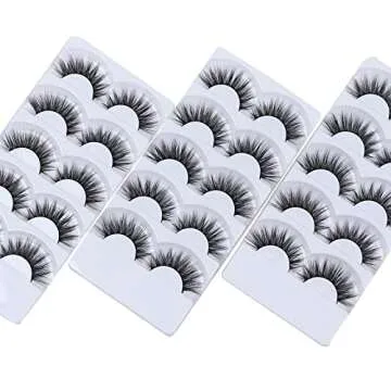 Wleec Beauty 18mm Dramatic False Eyelashes Set 3D Faux Mink Lashes Handmad Thick Fake Lashes Pack 3D/F15 (15 Pairs/3 Pack)