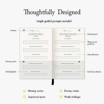 ZICPERY The Gratitude Journal - for More Mindfulness, Happiness, Positive Vibes, Affirmations, Produ...