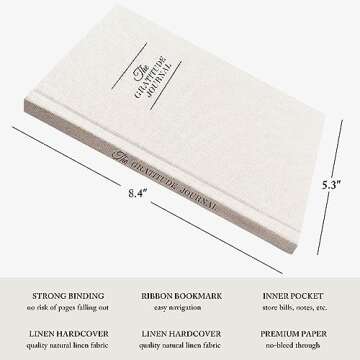 ZICPERY The Gratitude Journal - for More Mindfulness, Happiness, Positive Vibes, Affirmations, Productivity, and Self Reflection -Undated Daily Journal
