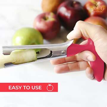 Zulay Kitchen Premium Apple Corer Tool - Ultra Sharp, Stainless Steel, Serrated Blades for Easy Coring - Easy to Use & Clean, Durable Apple Corer Remover for Baking Apples & More - Magenta