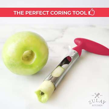 Zulay Kitchen Premium Apple Corer Tool - Ultra Sharp, Stainless Steel, Serrated Blades for Easy Coring - Easy to Use & Clean, Durable Apple Corer Remover for Baking Apples & More - Magenta