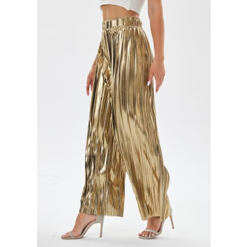 Elegant Shiny Wide Leg Pants for Parties and Nightouts