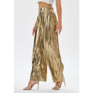 Elegant Shiny Wide Leg Pants for Parties and Nightouts
