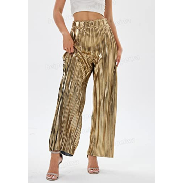 Elegant Shiny Wide Leg Pants for Parties and Nightouts