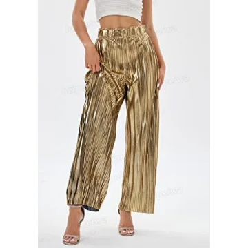 Elegant Shiny Wide Leg Pants for Parties and Nightouts