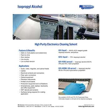 MG Chemicals - 824-1L 99.9% Isopropyl Alcohol Electronics Cleaner, 945 mL (1 Quart) Liquid Bottle, Clear, 32 Fl Oz (Pack of 1)