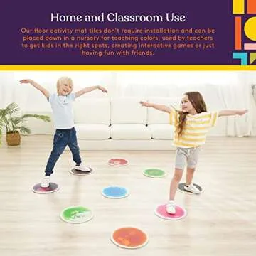 Special Supplies Circle Floor Liquid Tiles for Kids, Set of 9, Colorful Early Learning Activity Mats for Toddlers and Children, Anti-Slip Backing for Active Play, Dance, and Games