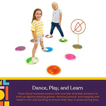 Special Supplies Circle Floor Liquid Tiles for Kids, Set of 9, Colorful Early Learning Activity Mats for Toddlers and Children, Anti-Slip Backing for Active Play, Dance, and Games