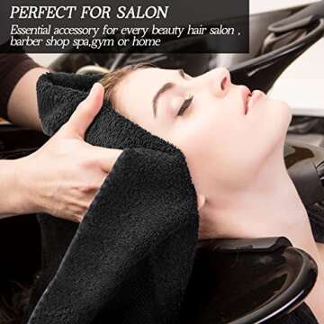Shimeyao 36 Pack Bleach Proof Salon Towels, Microfiber Absorbent Towels for Hair Facial, Lint Free Hand Towels, Bleach Resistant Gym Towel for Home Salon Spa Barber, 16 x 27 Inches(Black)